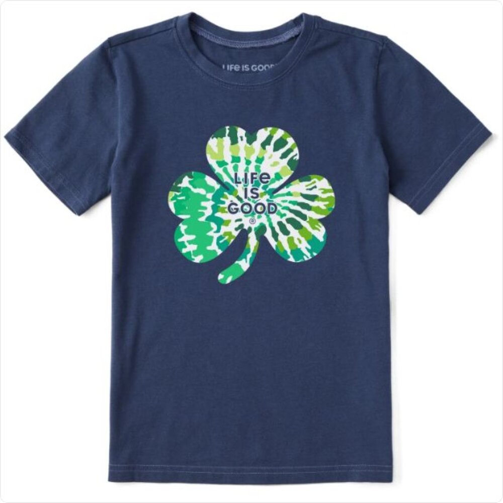 Life is Good Men's Blue Crew Neck Shamrock St. Patty's  SS Crusher Tee - XXL